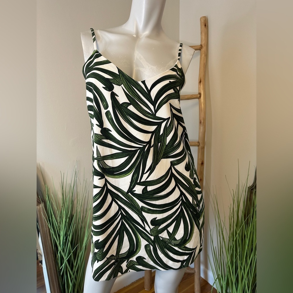Eliane Rose Tunic Spaghetti Strap Tropical Palm Top Medium Fully Lined